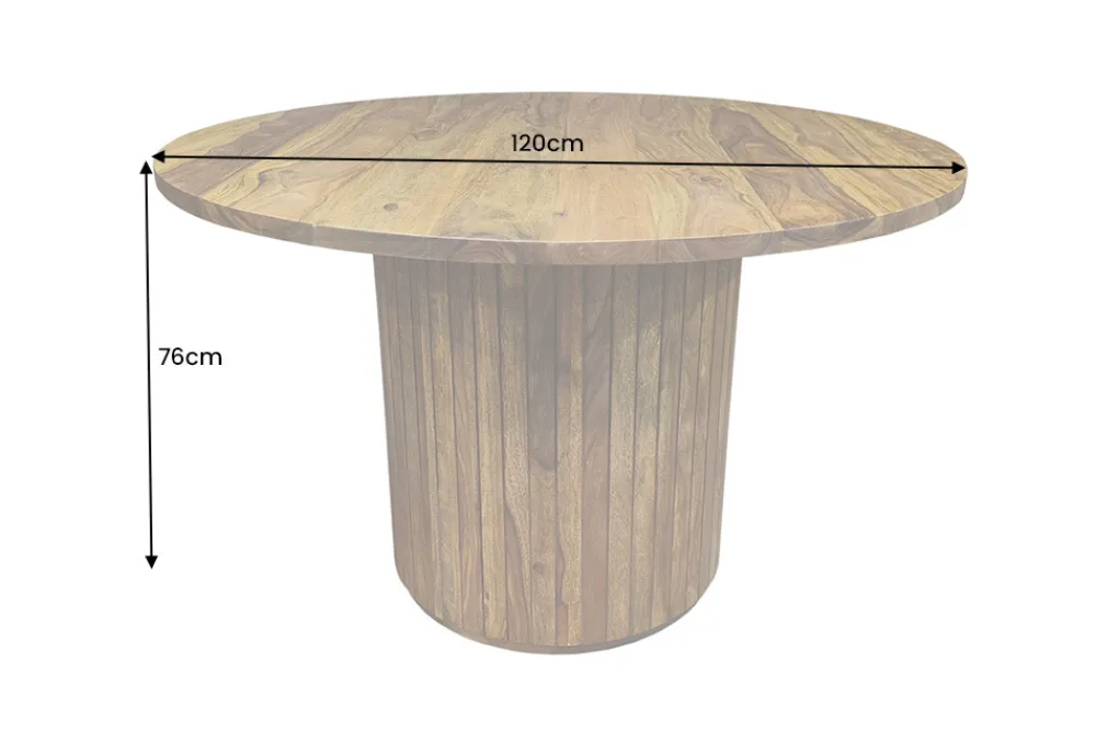 Riess-Ambiente Mehr...|Massivholzesstische > Runder Esstisch TRES CHIC 120cm braun Sheeshamholz stone finish massiv mit Säulenfuß