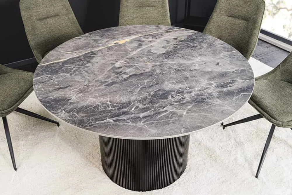Riess-Ambiente Esstische > Runder Esstisch UNIQUE 120cm schwarz Keramik mit Säulenfuß
