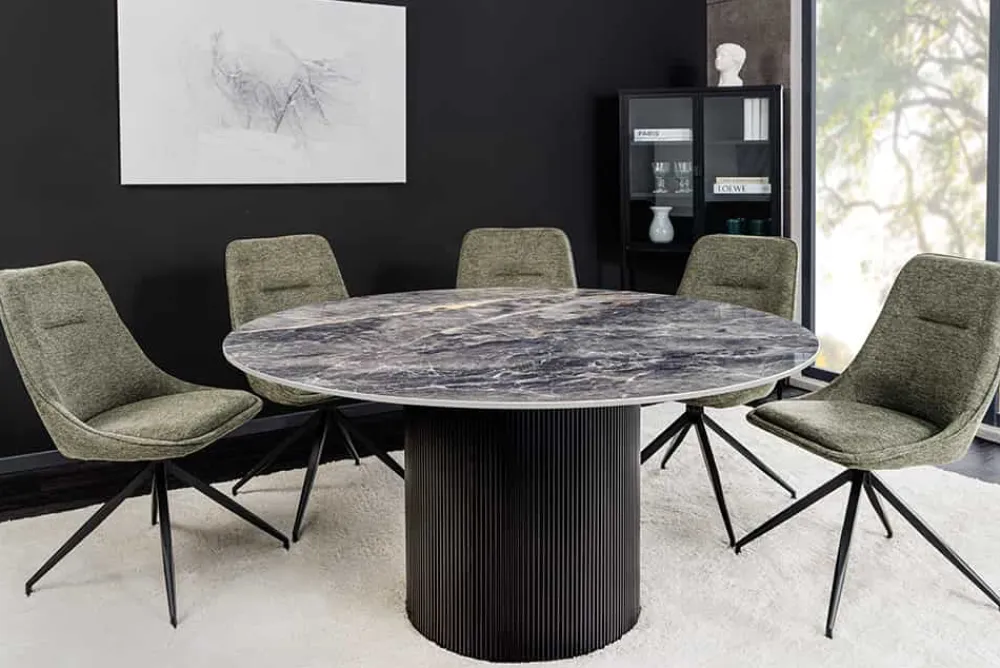Riess-Ambiente Esstische > Runder Esstisch UNIQUE 120cm schwarz Keramik mit Säulenfuß