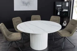 Riess-Ambiente Esstische > Runder Esstisch UNIQUE 120cm weiß Keramik mit Säulenfuß