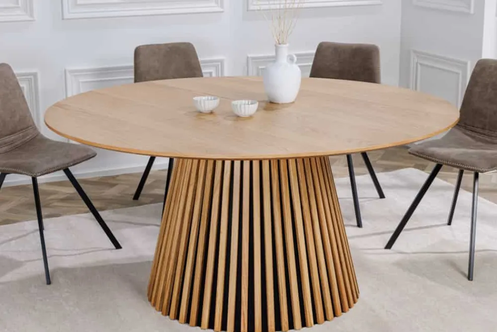 Riess-Ambiente Industrial Loft|Esstische > Runder Esstisch VALHALLA WOOD 140cm natur Eichenholz Säulenfuß