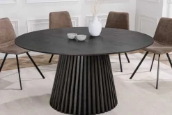 Riess-Ambiente Skandinavisch|Esstische > Runder Esstisch VALHALLA WOOD 120cm schwarz Eichenholz Säulenfuß