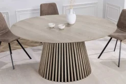 Riess-Ambiente Skandinavisch|Esstische > Runder Esstisch VALHALLA WOOD 120cm grau Eichenholz Säulenfuß