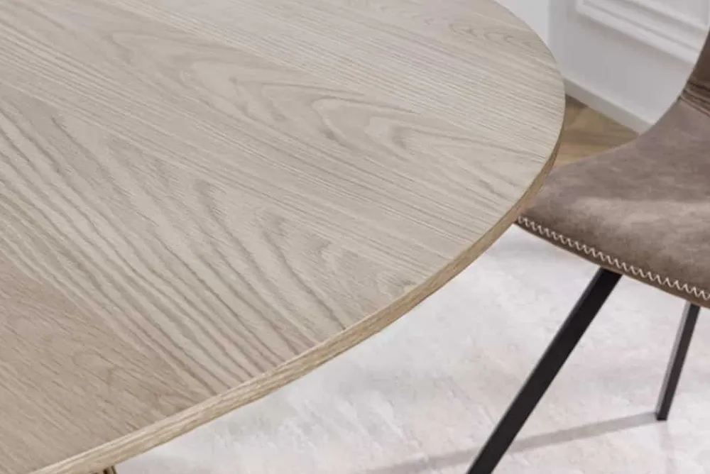 Riess-Ambiente Skandinavisch|Esstische > Runder Esstisch VALHALLA WOOD 120cm grau Eichenholz Säulenfuß
