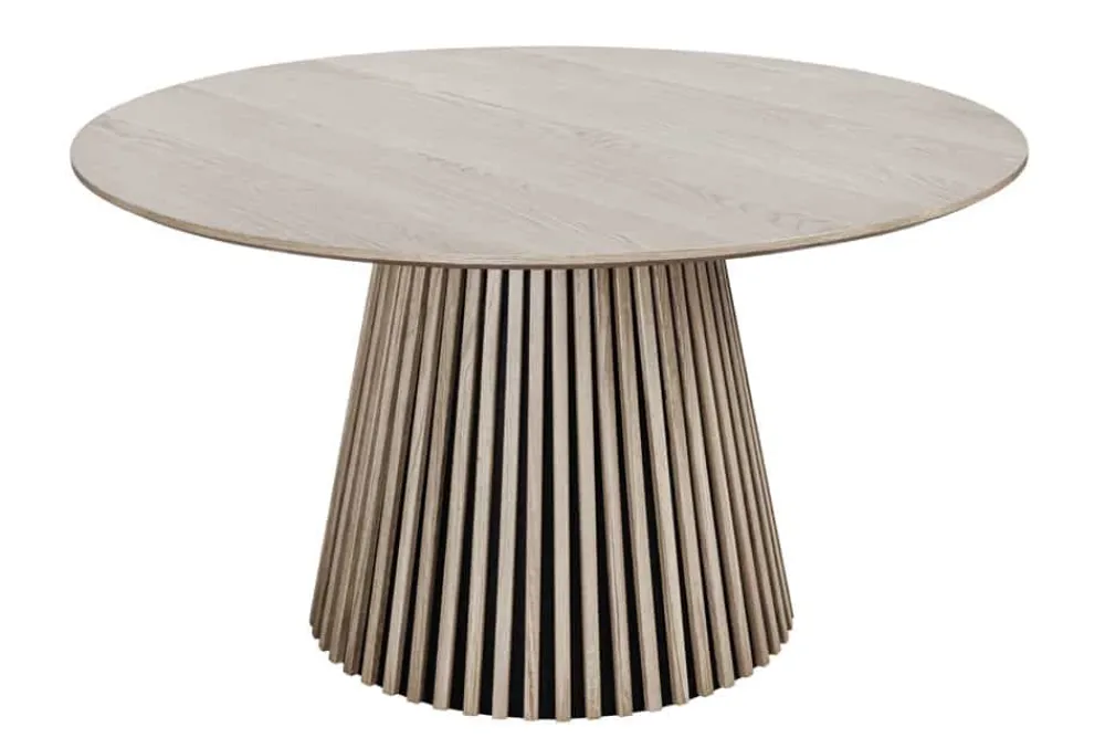 Riess-Ambiente Skandinavisch|Esstische > Runder Esstisch VALHALLA WOOD 120cm grau Eichenholz Säulenfuß