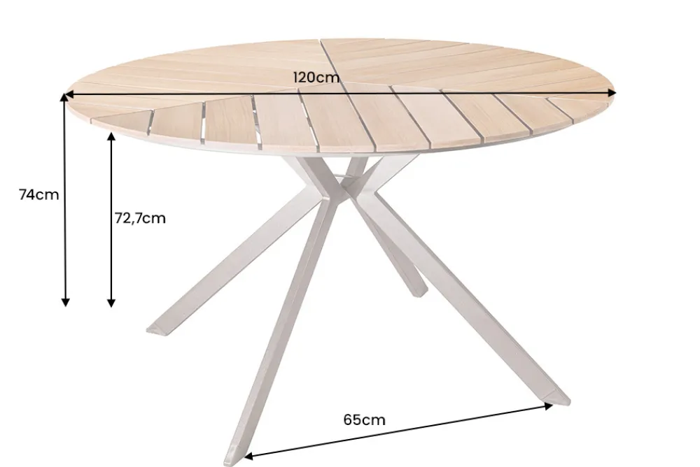 Riess-Ambiente Esstische|Gartentische > Runder Gartentisch DESIGNO 120cm natur Holz-Design greige Metall In- und Outdoor