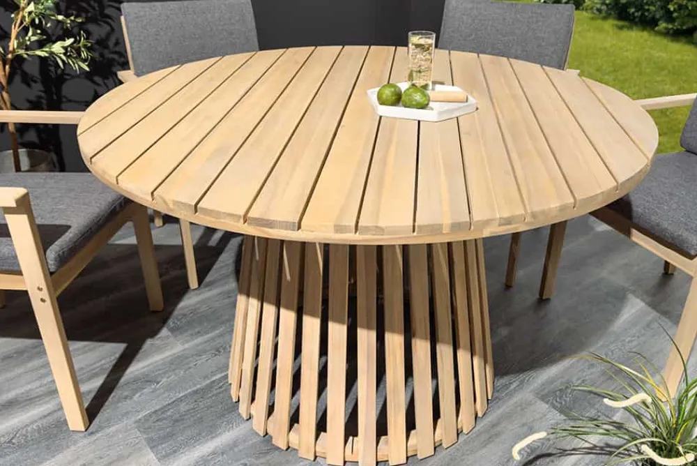 Riess-Ambiente Mehr...|Massivholz Gartenmöbel > Runder Gartentisch KOPENHAGEN 120cm natur Akazie Massivholz In- und Outdoor wetterfest