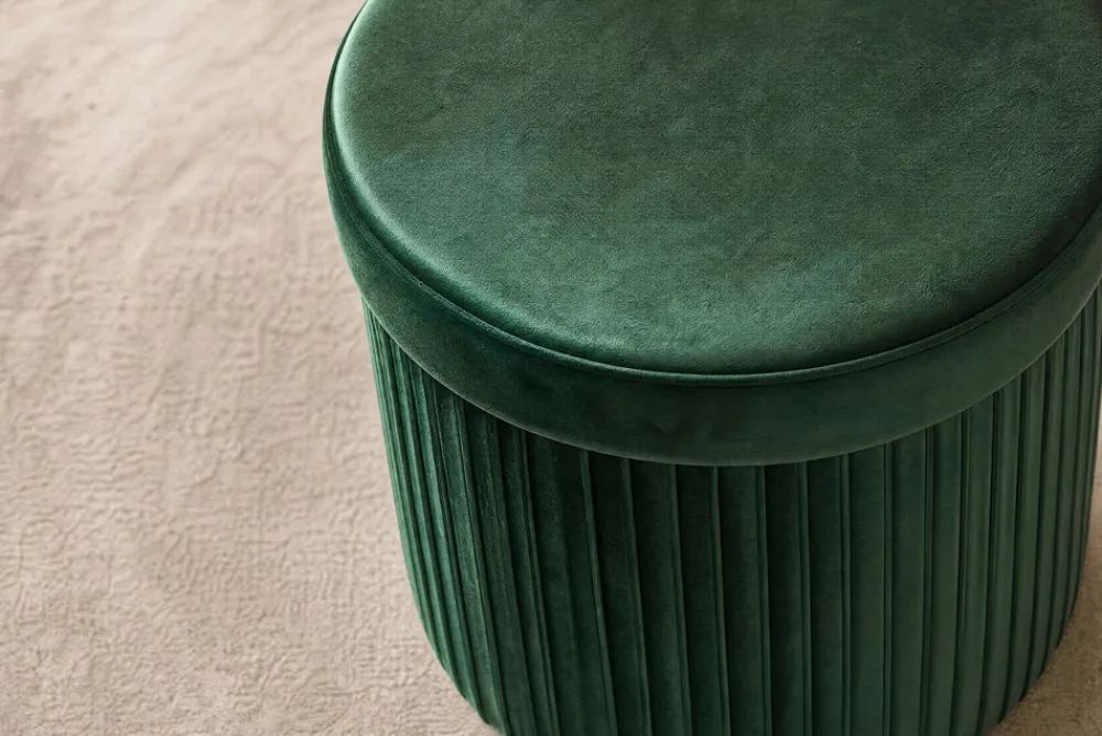Riess-Ambiente Sitzhocker|Samt Möbel > Runder Hocker ÉLAN 40cm grün Samt faltbar mit Stauraum