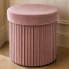 Riess-Ambiente Sitzhocker|Samt Möbel > Runder Hocker ÉLAN 40cm rosa Samt faltbar mit Stauraum