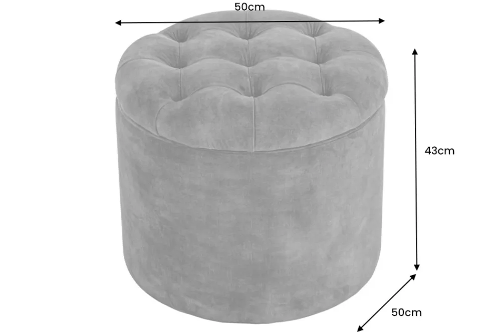 Riess-Ambiente Sitzhocker|Samt Möbel > Runder Hocker MODERN BAROCK 50cm grau Samt mit Stauraum