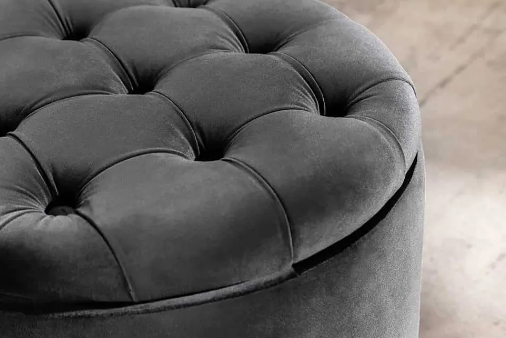 Riess-Ambiente Sitzhocker|Samt Möbel > Runder Hocker MODERN BAROCK 50cm grau Samt mit Stauraum