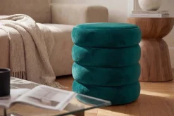 Riess-Ambiente Sitzhocker|Samt Möbel > Runder Polsterhocker VOGUE 40cm grün Samt mit Stauraum