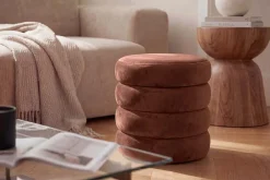 Riess-Ambiente Sitzhocker|Samt Möbel > Runder Polsterhocker VOGUE 40cm rostbraun Samt mit Stauraum