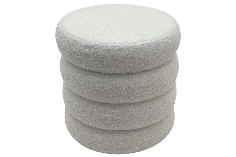 Riess-Ambiente Skandinavisch|Sitzhocker > Runder Polsterhocker VOGUE 40cm weiß Bouclé mit Stauraum