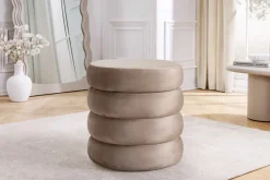 Riess-Ambiente Sitzhocker|Samt Möbel > Runder Polsterhocker VOGUE 40cm champagner greige Samt mit Stauraum