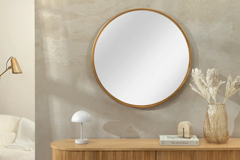Riess-Ambiente Goldene Möbel|Spiegel > Runder Wandspiegel PORTRAIT 60cm gold Eisen handmade