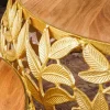 Riess-Ambiente Couchtische & Truhen > Rundes 2er Set Couchtische ABSTRACT LEAF 70cm natur gold Massivholz Akazie Metall Blatt-Design