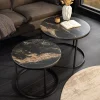Riess-Ambiente Couchtische & Truhen > Rundes 2er Set Couchtische ELEGANCE 75cm schwarz gold sand Aurora Oro Keramik