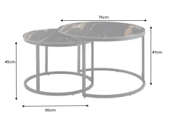 Riess-Ambiente Couchtische & Truhen > Rundes 2er Set Couchtische ELEGANCE 75cm schwarz gold sand Aurora Oro Keramik