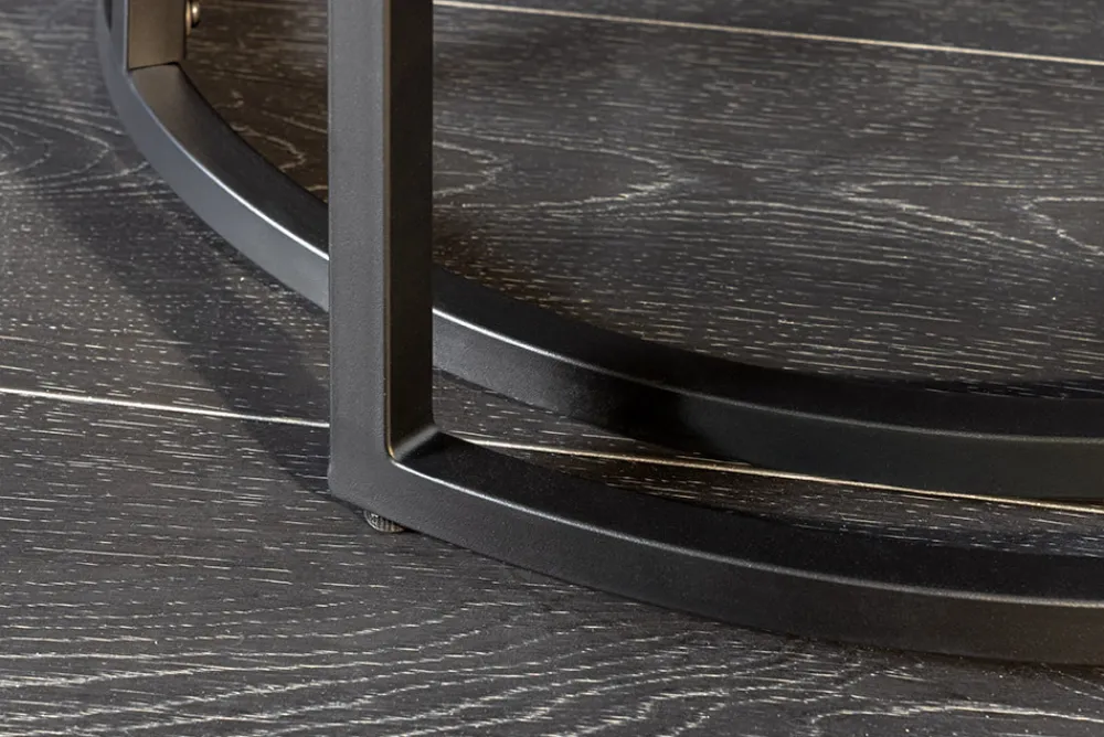 Riess-Ambiente Couchtische & Truhen > Rundes 2er Set Couchtische ELEGANCE 75cm anthrazit Keramik schwarz Metall