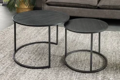 Riess-Ambiente Couchtische & Truhen > Rundes 2er Set Couchtische MOUNTAIN SOUL 60cm schwarz Naturstein Design Metall