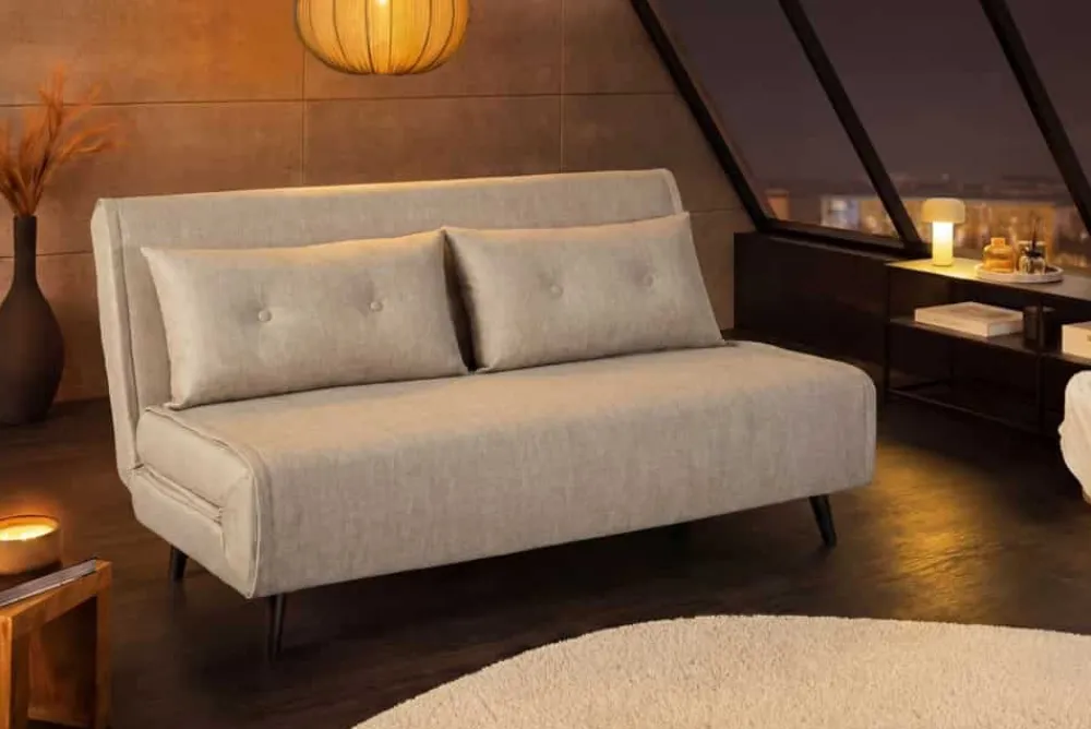 Riess-Ambiente Sessel|Retro Möbel > Schlafsessel SMART MULTIFUNCTION 140cm champagner Vogue Seiden Samtstoff