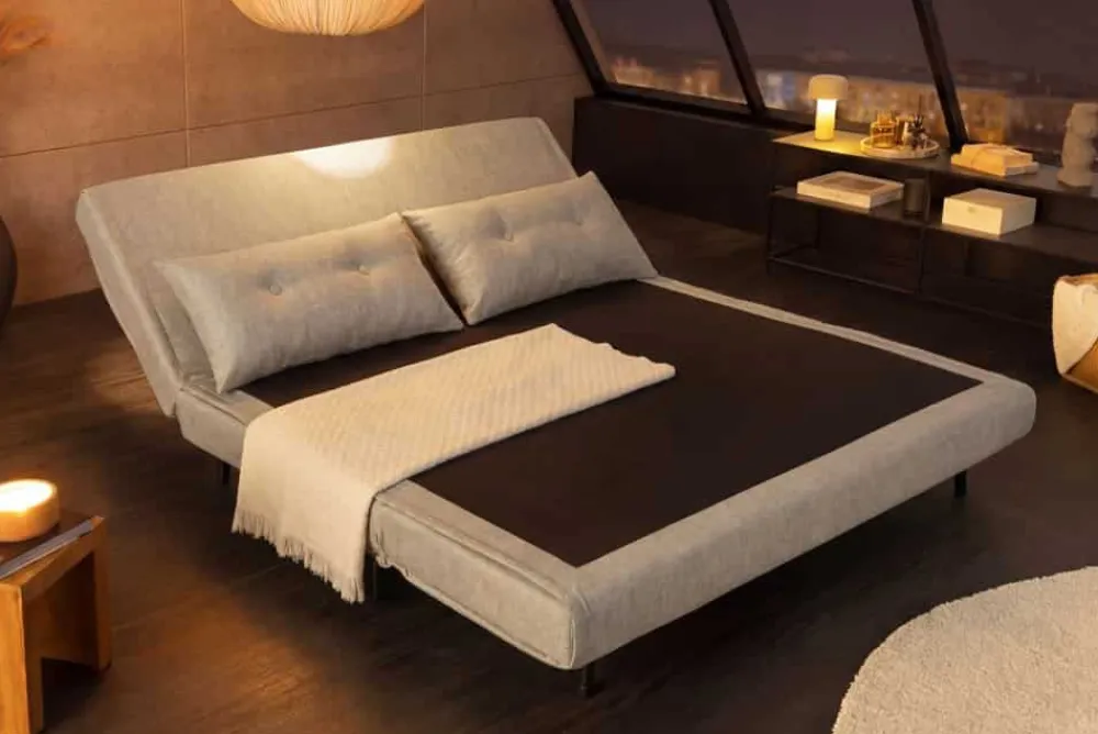 Riess-Ambiente Sessel|Retro Möbel > Schlafsessel SMART MULTIFUNCTION 140cm champagner Vogue Seiden Samtstoff