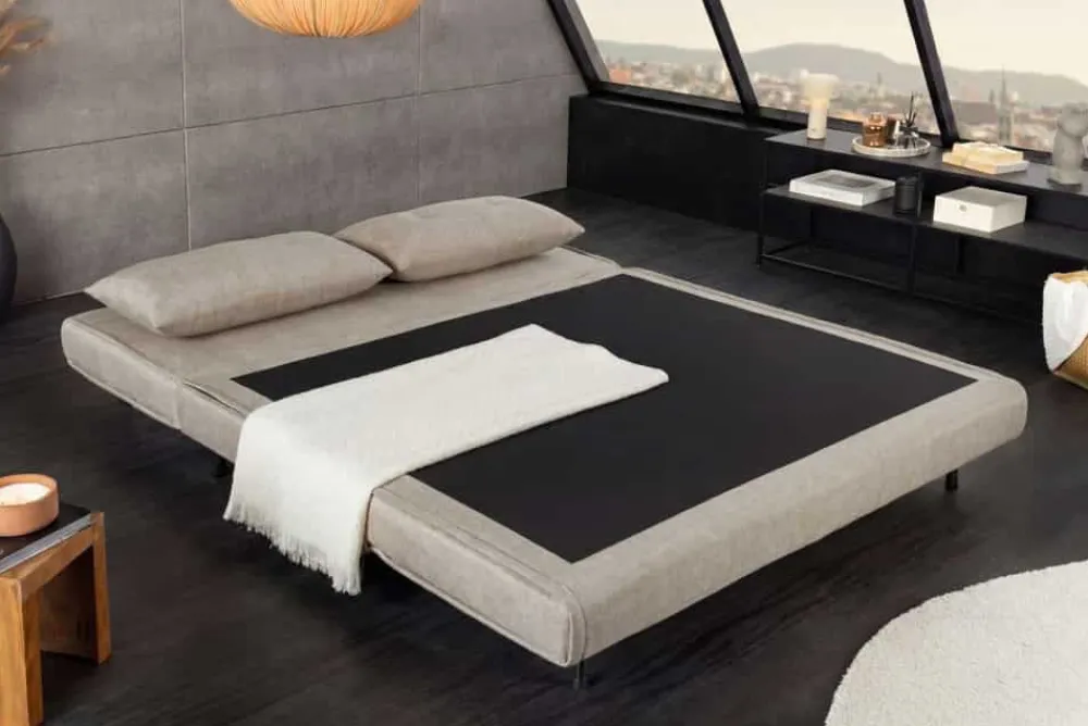Riess-Ambiente Sessel|Retro Möbel > Schlafsessel SMART MULTIFUNCTION 140cm champagner Vogue Seiden Samtstoff