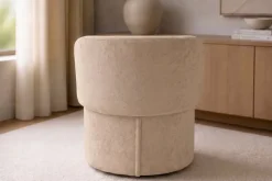 Riess-Ambiente Skandinavisch|Sessel > Sessel LUNA 65cm champagner greige Bouclé Polsterhocker mit klappbarer Rückenlehne und Stauraum