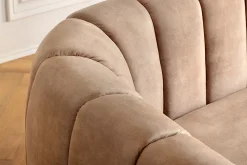 Riess-Ambiente Samt Möbel|Retro Möbel > 3-Sitzer Sofa BABYLON 200cm champagner beige Samt mit Ziersteppung