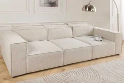 Riess-Ambiente Skandinavisch|3-Sitzer Sofa > 3-Sitzer Sofa BOSSA NOVA 260cm beige ocean Strukturstoff Couch inkl. Kissen