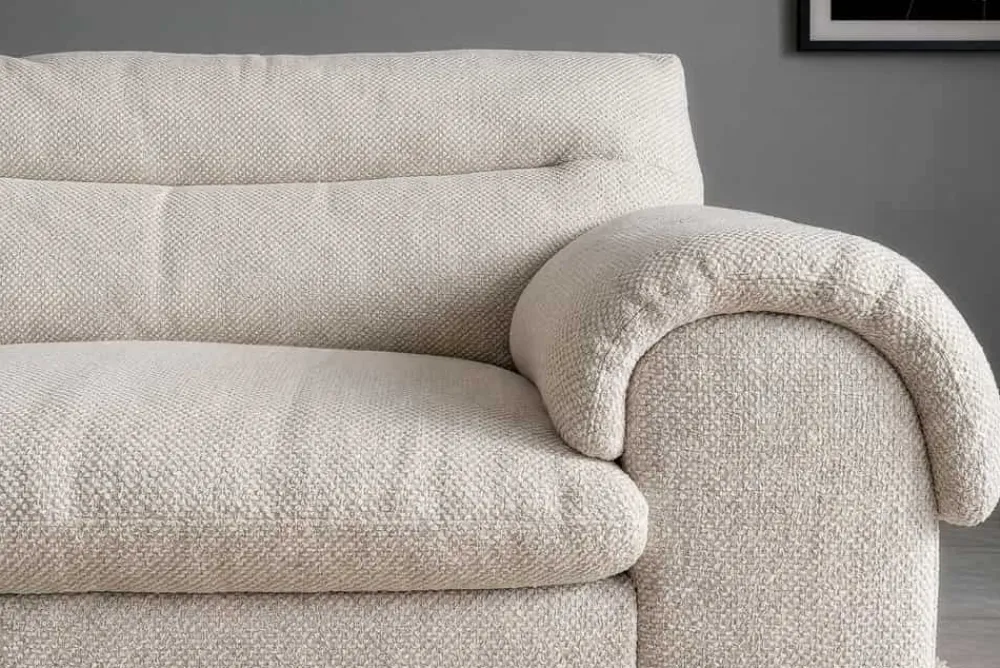 Riess-Ambiente 3-Sitzer Sofa > 3-Sitzer Sofa SIXTH SENSE 210cm beige Bouclé-Strickstoff mit Nosagfederung und Daunenfedern