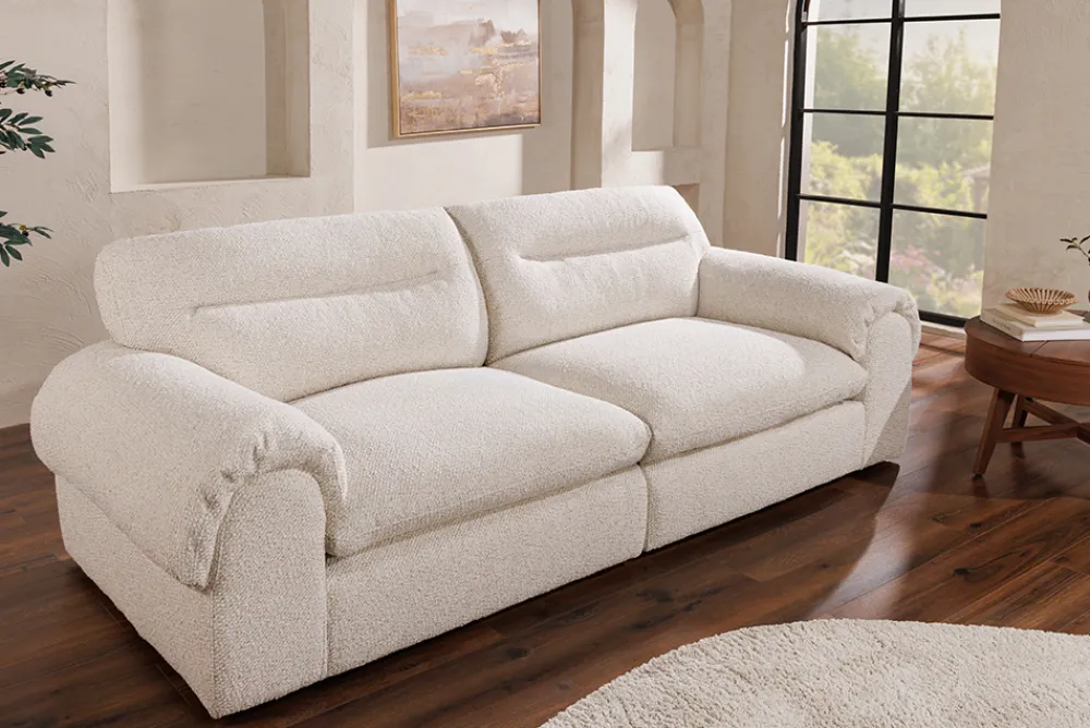 Riess-Ambiente Xxl Sofa > 4-Sitzer Sofa SIXTH SENSE 245cm beige Bouclé-Strickstoff mit Nosagfederung und Daunenfedern