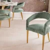Riess-Ambiente Goldene Möbel|Skandinavisch > Skandinavischer Stuhl BOUTIQUE grün Strukturstoff brushed champagner gold Metall