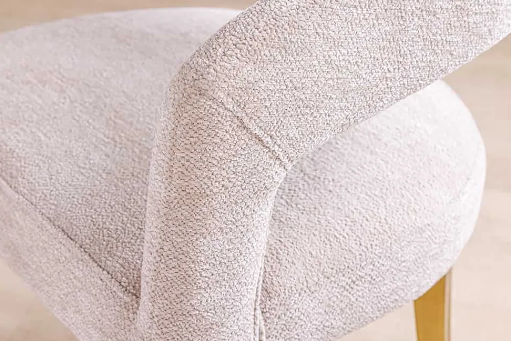 Riess-Ambiente Skandinavisch|Stühle > Skandinavischer Stuhl BOUTIQUE beige Strukturstoff brushed champagner gold Metall