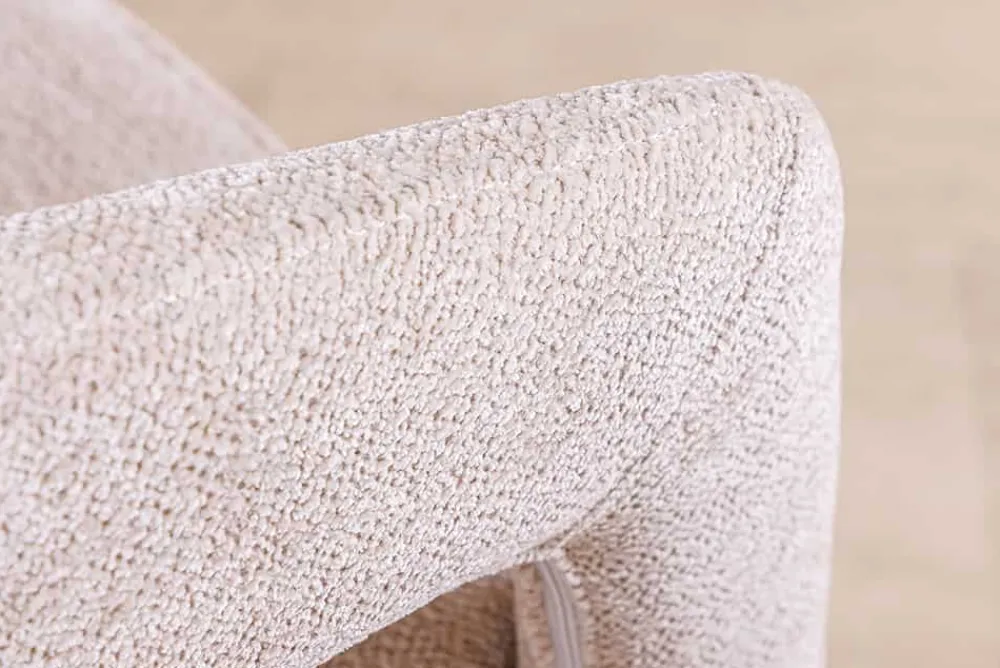 Riess-Ambiente Skandinavisch|Stühle > Skandinavischer Stuhl BOUTIQUE beige Strukturstoff brushed champagner gold Metall