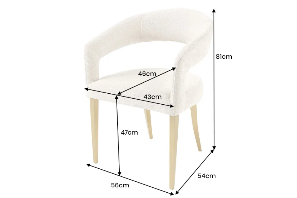Riess-Ambiente Skandinavisch|Stühle > Skandinavischer Stuhl BOUTIQUE beige Strukturstoff brushed champagner gold Metall