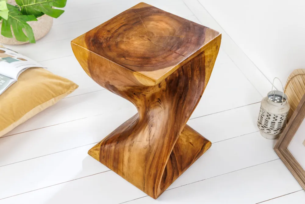 Riess-Ambiente Sitzhocker|Mehr... > Skulpturaler Beistelltisch HELIX 30cm natur Suarholz handmade in Bali Sitzhocker