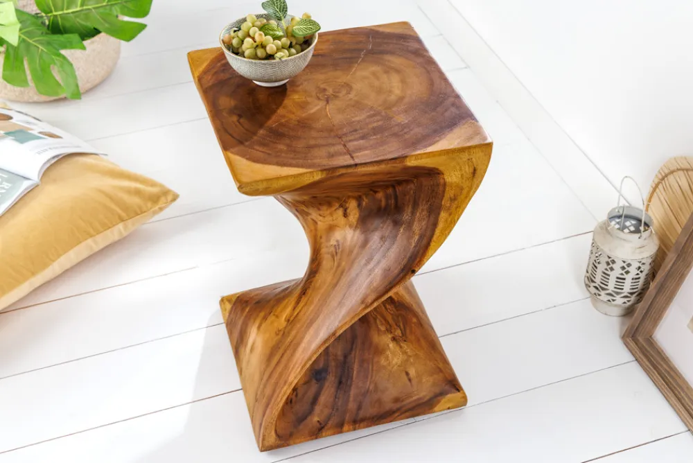 Riess-Ambiente Sitzhocker|Mehr... > Skulpturaler Beistelltisch HELIX 30cm natur Suarholz handmade in Bali Sitzhocker