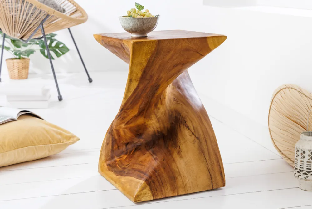 Riess-Ambiente Sitzhocker|Mehr... > Skulpturaler Beistelltisch HELIX 30cm natur Suarholz handmade in Bali Sitzhocker