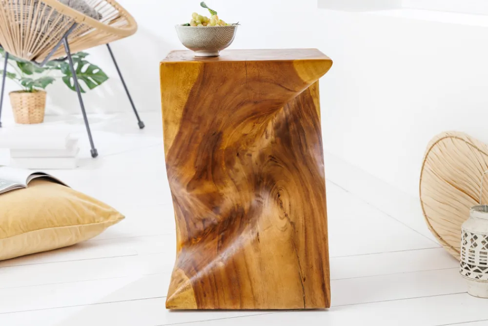 Riess-Ambiente Sitzhocker|Mehr... > Skulpturaler Beistelltisch HELIX 30cm natur Suarholz handmade in Bali Sitzhocker