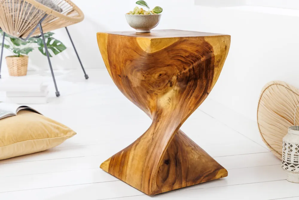 Riess-Ambiente Sitzhocker|Mehr... > Skulpturaler Beistelltisch HELIX 30cm natur Suarholz handmade in Bali Sitzhocker