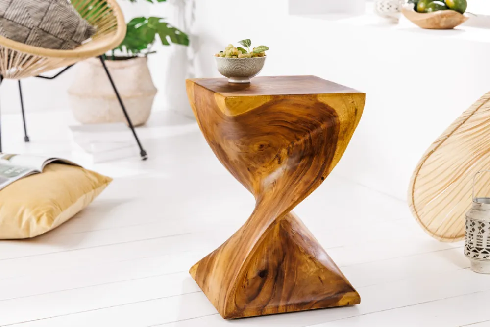 Riess-Ambiente Sitzhocker|Mehr... > Skulpturaler Beistelltisch HELIX 30cm natur Suarholz handmade in Bali Sitzhocker