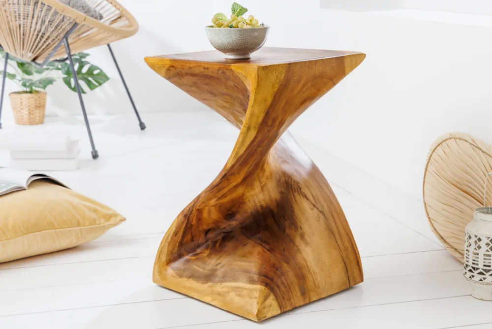 Riess-Ambiente Sitzhocker|Mehr... > Skulpturaler Beistelltisch HELIX 30cm natur Suarholz handmade in Bali Sitzhocker