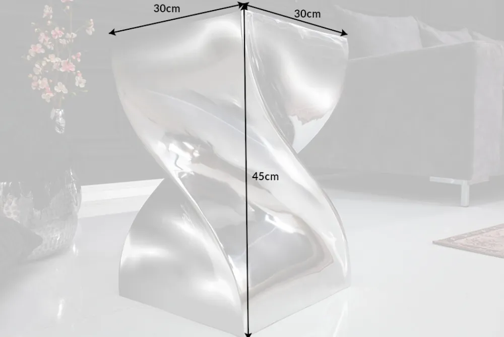 Riess-Ambiente Beistelltische > Skulpturaler Beistelltisch TWIST 45cm silber Aluminium poliert Sitzhocker Modern Design