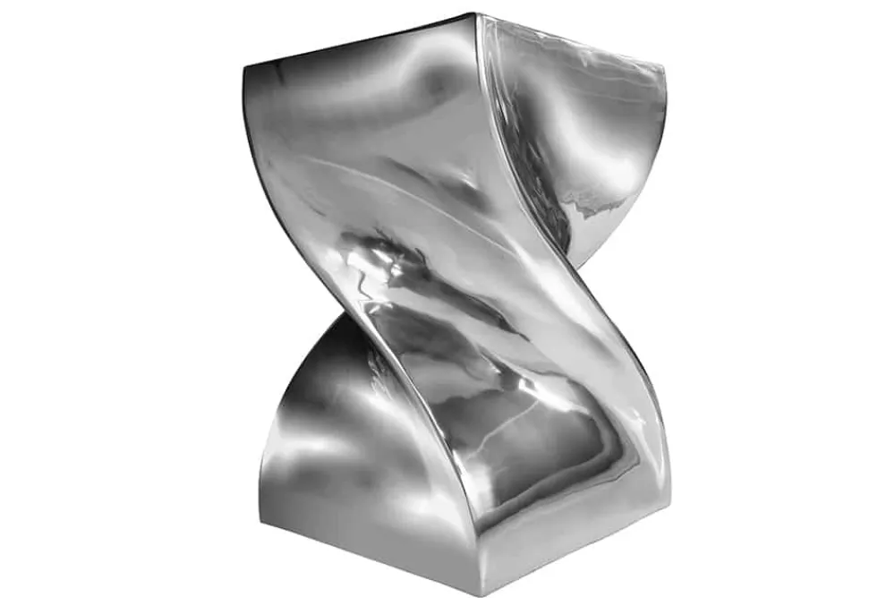 Riess-Ambiente Beistelltische > Skulpturaler Beistelltisch TWIST 45cm silber Aluminium poliert Sitzhocker Modern Design