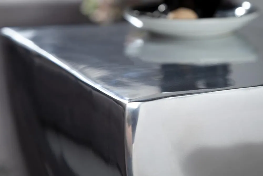 Riess-Ambiente Beistelltische > Skulpturaler Beistelltisch TWIST 45cm silber Aluminium poliert Sitzhocker Modern Design