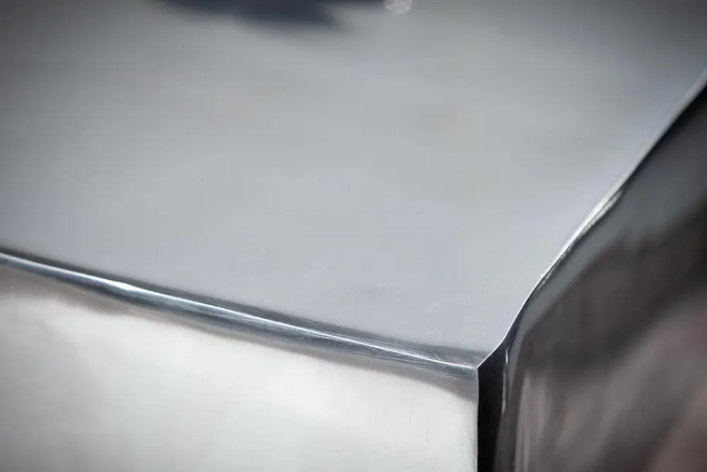 Riess-Ambiente Beistelltische > Skulpturaler Beistelltisch TWIST 45cm silber Aluminium poliert Sitzhocker Modern Design