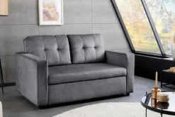 Riess-Ambiente 2-Sitzer Sofa|Skandinavisch > Sofa mit Schlaffunktion SMART 140cm grau hochwertiger Vogue Seiden Samtstoff