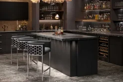 Riess-Ambiente Goldene Möbel|Barhocker > Stilvoller Barhocker ELEGANCE grau Samt silber Edelstahl mit Armlehne und Fußablage